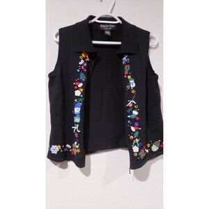 Women’s Hempshire Studio black Christmas Cardigan  sweater vest size M